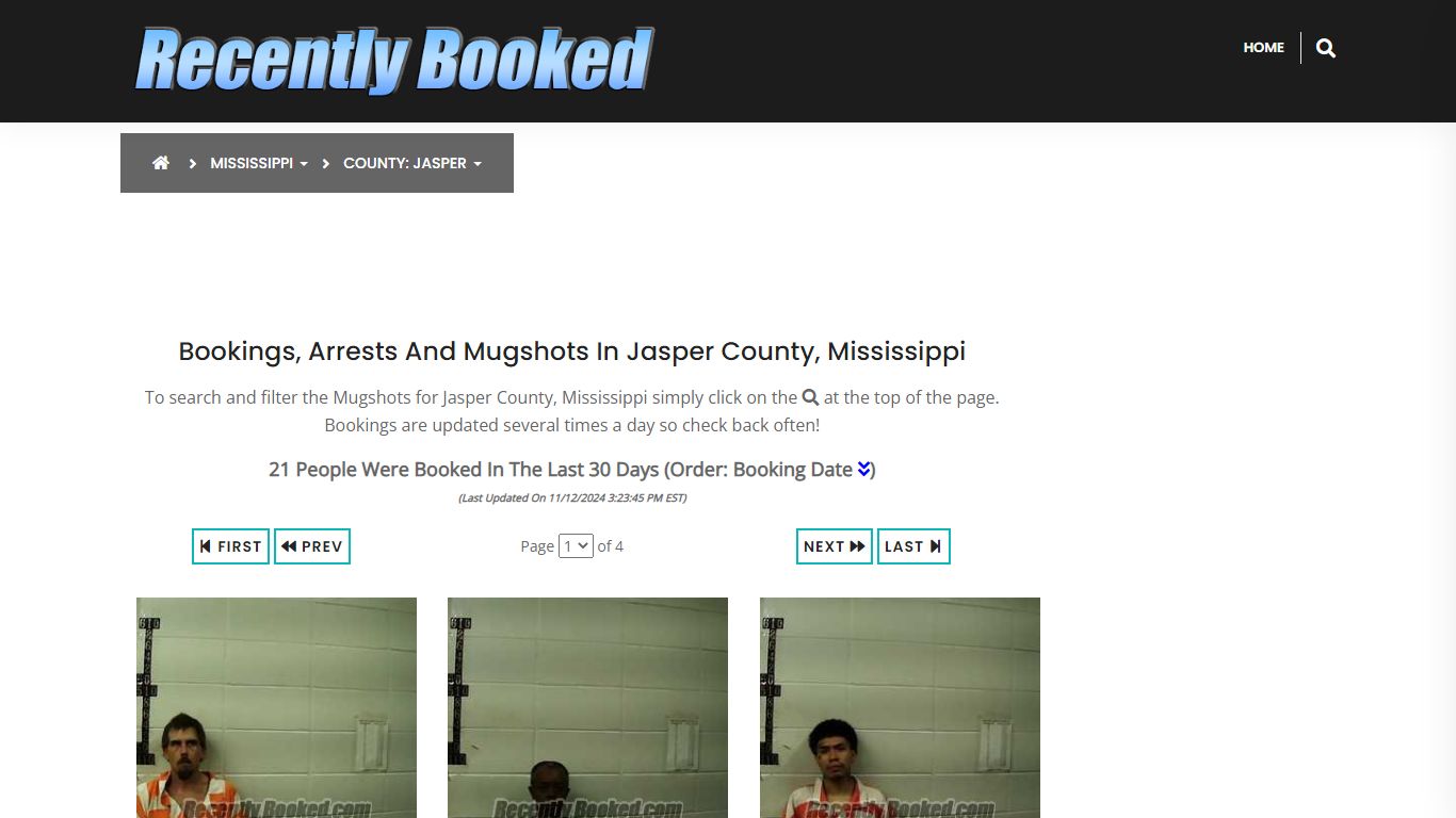 Bookings, Arrests and Mugshots in Jasper County, Mississippi