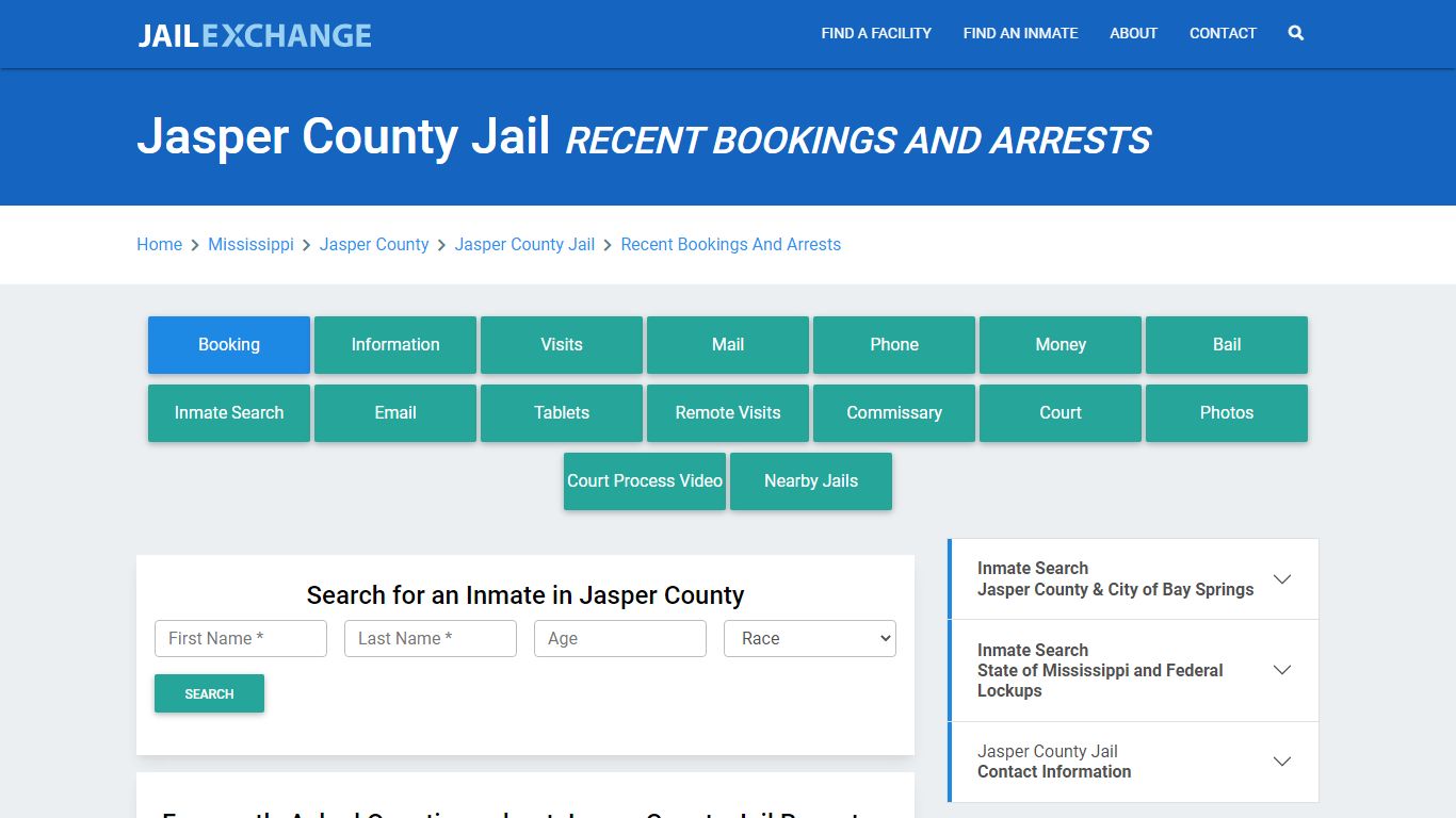 Jasper County Jail MS Recent Arrests and Bookings - Jail Exchange