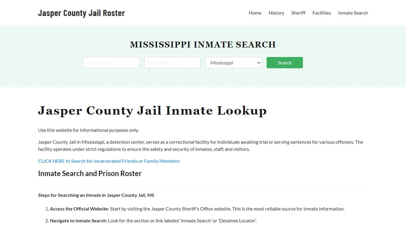 Jasper County Jail Roster Lookup, MS, Inmate Search