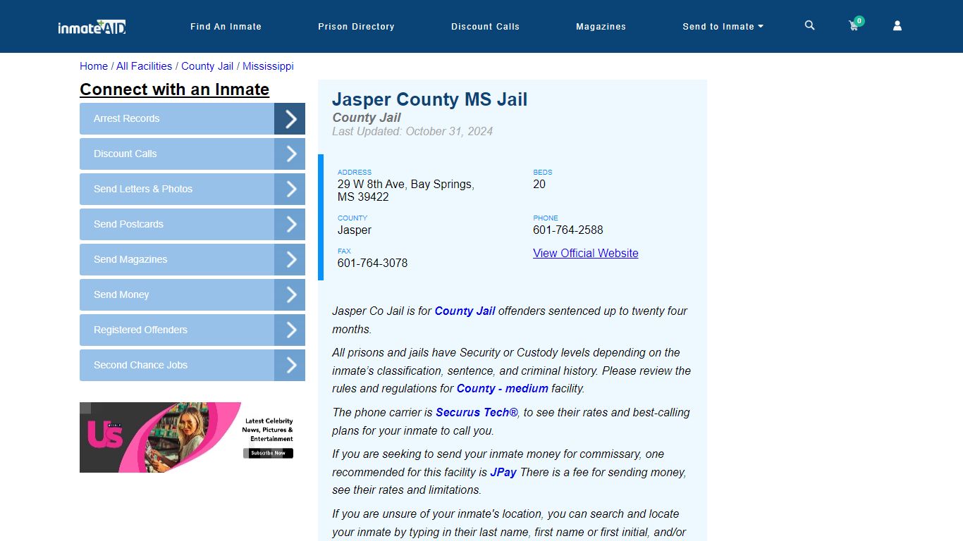 Jasper County MS Jail - Inmate Locator